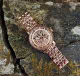 Fossil Boyfriend Automatic Skeleton Rose Gold Dial Rose Gold Steel Strap Watch for Women - ME3065 Buy Now By Fossil