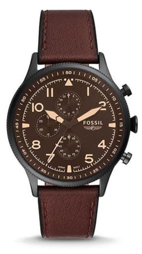 Fossil Retro Pilot Chronograph Brown Dial Brown Leather Strap Watch for Men - FS5833 Buy Now By Fossil