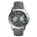 Fossil Grant Chronograph Gunmetal Grey Dial Grey Leather Strap Watch for Men - FS5183 Buy Now By Fossil