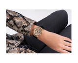 Guess Princess Crystals Gold Dial Black Silicone Strap Watch For Women - GW0439L2