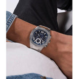 Guess Headliner Multifunction Blue Dial Silver Steel Strap Watch For Men - GW0572G1 Buy Now By Guess