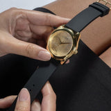 Guess Cubed Analog Gold Dial Black Silicone Strap Watch For Women - GW0665L1 Buy Now By Guess