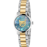 Gucci G Timeless Quartz Mother of Pearl Blue Dial Two Tone Steel Strap Watch For Women - YA1265011 Buy Now By Gucci
