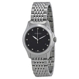 Gucci G Timeless Diamonds Mother of Pearl Black Dial Silver Steel Strap Watch For Women - YA126505 Buy Now By Gucci