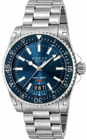 Gucci Dive Quartz Blue Dial Silver Steel Strap Watch For Men - YA136311 Buy Now By Gucci