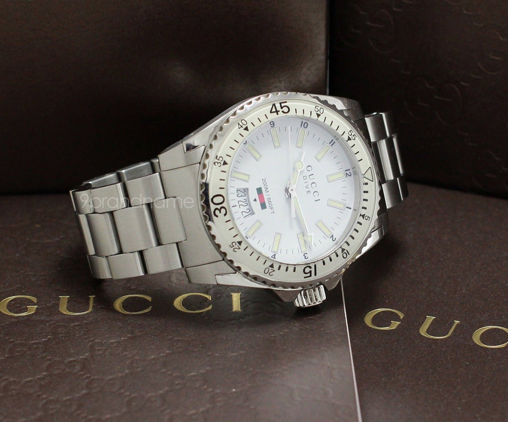 Gucci Dive Quartz White Dial Silver Steel Strap Watch for Men - YA136302 Buy Now By Gucci
