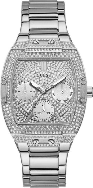Guess Raven Diamonds Silver Dial Silver Steel Strap Watch for Women - GW0104L1 Buy Now By Guess