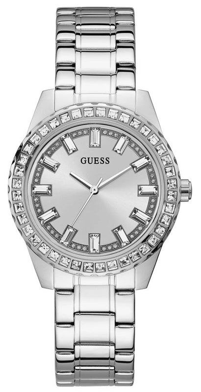 Guess Sparkler Diamonds Silver Dial Silver Steel Strap Watch for Women - GW0111L1 Buy Now By Guess