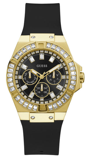 Guess Venus Diamonds Black Dial Black Rubber Strap Watch for Women - GW0118L1 Buy Now By Guess