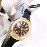 Guess Zeus Chronograph Diamonds Black Dial Black Silicone Strap Watch For Men - GW0208G2 Buy Now By Guess