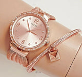 Guess Chiffon Rose Gold Dial Mesh Bracelet Watch For Women - W1083L3 Buy Now By Guess