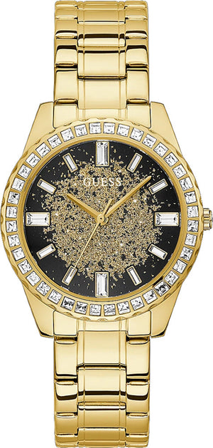 Guess Night Life Diamonds Black Dial Gold Steel Strap Watch for Women - GW0405L2 Buy Now By Guess
