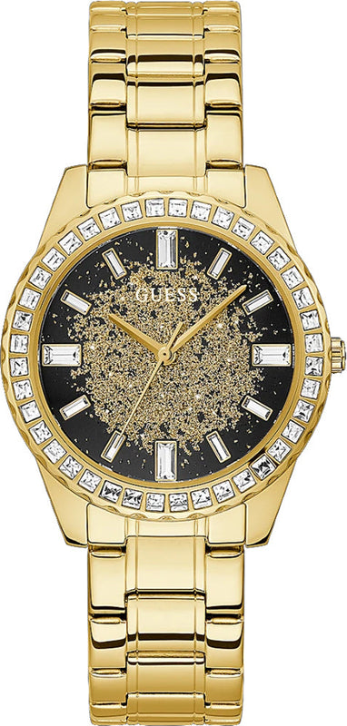 Guess Night Life Diamonds Black Dial Gold Steel Strap Watch for Women - GW0405L2 Buy Now By Guess