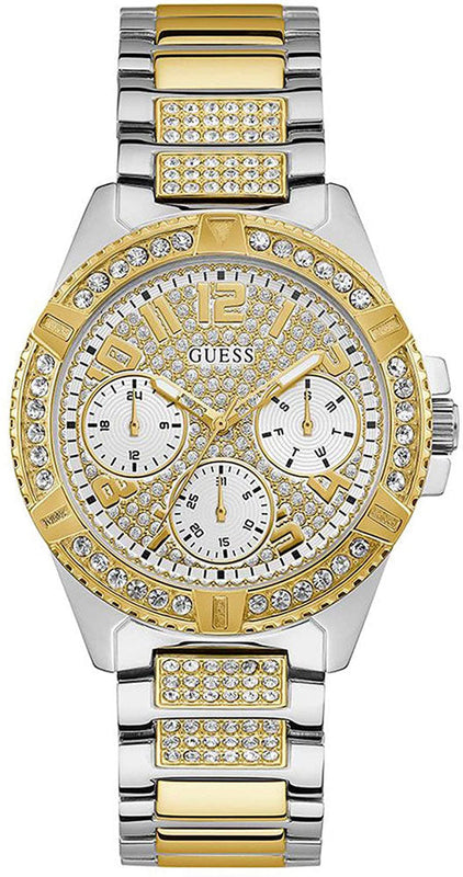 Guess Frontier Chronograph Crystals Gold Dial Two Tone Steel Strap Watch For Women - W1156L5 Buy Now By Guess