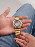 Guess Trophy Diamonds Black Dial Gold Steel Strap Watch for Men - GW0390G2 Buy Now By Guess