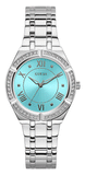 Guess Cosmo Diamonds Turquoise Dial Silver Steel Strap Watch for Women - GW0033L7 Buy Now By Guess