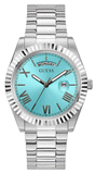 Guess Connoisseur Turquoise Dial Silver Steel Strap Watch for Men - GW0265G11 Buy Now By Guess