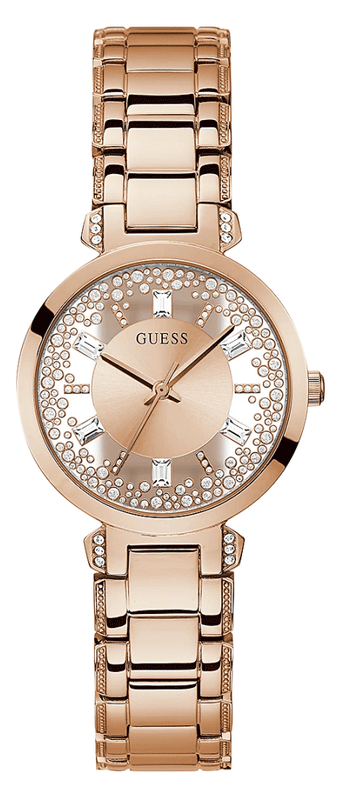 Guess Crystal Clear Rose Gold Dial Rose Gold Steel Strap Watch for Women - GW0470L3 Buy Now By Guess