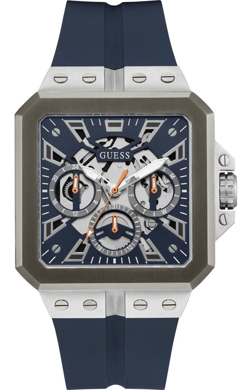 Guess Leo Chronograph Navy Blue Dial Blue Silicone Strap Watch For Men - GW0637G1 Buy Now By Guess