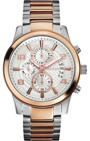 Guess Exec Chronograph White Dial Two Tone Steel Strap Watch for Men - W0075G2 Buy Now By Guess