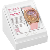 Guess Sparkling Chronograph Crystals Pink Dial Pink Silicone Strap Watch For Women - GW0032L4 Buy Now By Guess