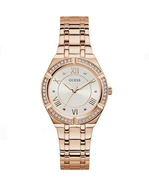 Guess Cosmo Diamonds Silver Dial Rose Gold Steel Strap Watch For Women - GW0033L3 Buy Now By Guess
