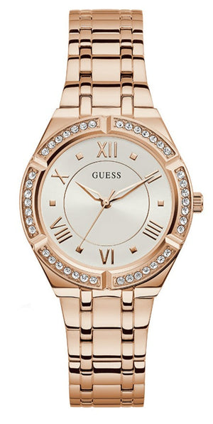 Guess Cosmo Diamonds Silver Dial Rose Gold Steel Strap Watch For Women - GW0033L3 Buy Now By Guess