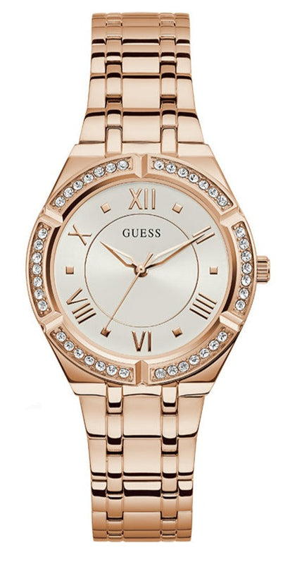 Guess Cosmo Diamonds Silver Dial Rose Gold Steel Strap Watch For Women - GW0033L3 Buy Now By Guess