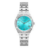 Guess Cosmo Diamonds Turquoise Dial Silver Steel Strap Watch for Women - GW0033L7 Buy Now By Guess