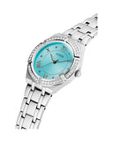 Guess Cosmo Diamonds Turquoise Dial Silver Steel Strap Watch for Women - GW0033L7 Buy Now By Guess