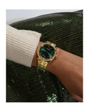 Guess Cosmo Diamonds Green Dial Gold Steel Strap Watch for Women - GW0033L8 Buy Now By Guess