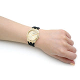 Guess Cosmo Diamonds Gold Dial Black Rubber Strap Watch for Women - GW0034L1 Buy Now By Guess