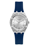 Guess Cosmo Diamonds Silver Dial Blue Rubber Strap Watch for Women - GW0034L5 Buy Now By Guess