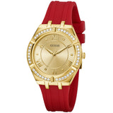 Guess Cosmo Diamonds Gold Dial Red Rubber Strap Watch for Women - GW0034L6 Buy Now By Guess