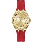 Guess Cosmo Diamonds Gold Dial Red Rubber Strap Watch for Women - GW0034L6 Buy Now By Guess