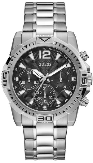 Guess Commander Chronograph Black Dial Silver Steel Strap Watch for Men - GW0056G1 Buy Now By Guess