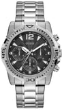 Guess Commander Chronograph Black Dial Silver Steel Strap Watch for Men - GW0056G1 Buy Now By Guess