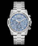 Guess Commander Chronograph Blue Dial Silver Steel Strap Watch for Men - GW0056G2 Buy Now By Guess