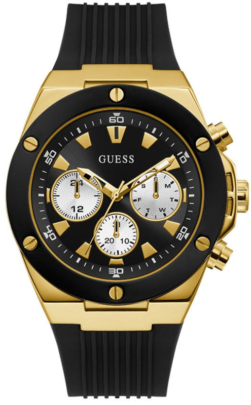 Guess Poseidon Chronograph Black Dial Black Rubber Strap Watch for Men - GW0057G1 Buy Now By Guess