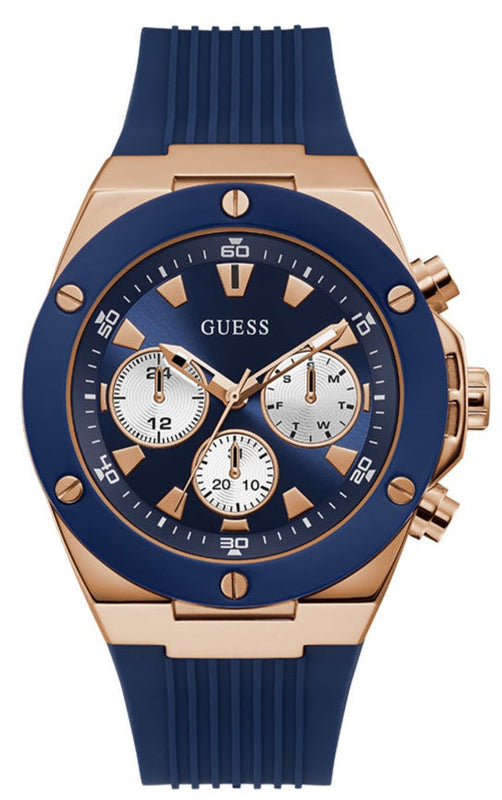 Guess Poseidon Blue Dial Blue Rubber Strap Watch for Men - GW0057G2 Buy Now By Guess