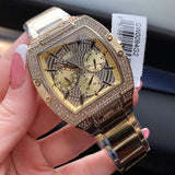 Guess Phoenix Multifunction Crystals Gold Dial Gold Steel Strap Watch For Men - GW0094G2 Buy Now By Guess