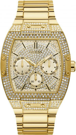 Guess Phoenix Multifunction Crystals Gold Dial Gold Steel Strap Watch For Men - GW0094G2 Buy Now By Guess