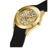 Guess Clarity Gold Dial Black Silicone Strap Watch for Women - GW0109L1 Buy Now By Guess