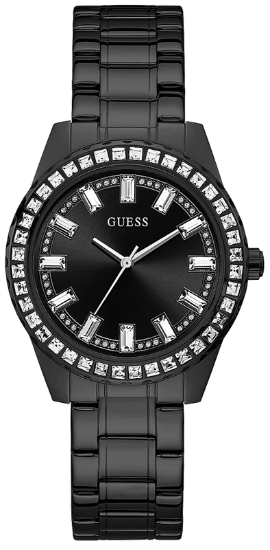 Guess Sparkler Diamonds Black Dial Black Steel Strap Watch for Women - GW0111L4 Buy Now By Guess
