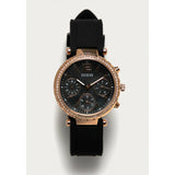 Guess Solstice Diamonds Black Mother of Pearl Dial Black Rubber Strap Watch for Women - GW0113L2 Buy Now By Guess