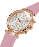Guess Solstice Diamonds White Dial Pink Rubber Strap Watch For Women - GW0113L4 Buy Now By Guess
