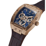 Guess Phoenix Multifunction Blue Dial Brown Leather Strap Watch for Men - GW0202G2 Buy Now By Guess