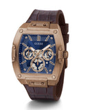 Guess Phoenix Multifunction Blue Dial Brown Leather Strap Watch for Men - GW0202G2 Buy Now By Guess