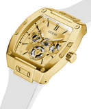 Guess Phoenix Multifunction Gold Dial White Leather Strap Watch for Men - GW0202G6 Buy Now By Guess