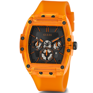 Guess Phoenix Multifunction Black Dial Orange Rubber Strap Watch For Men - GW0203G10 Buy Now By Guess